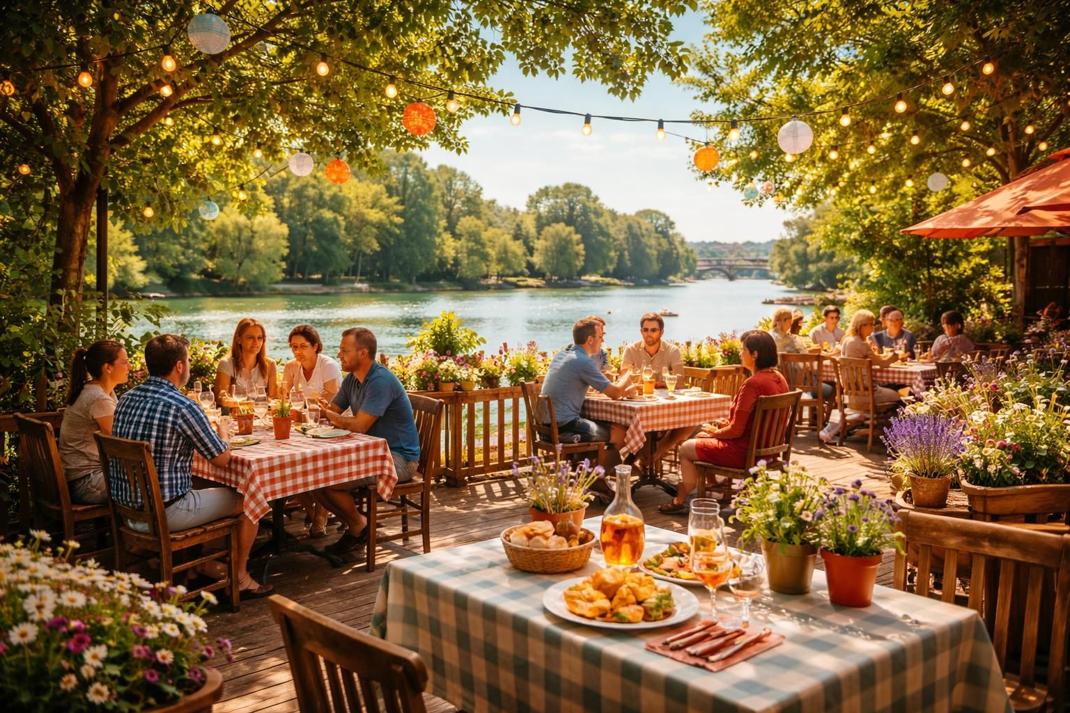 profitez d'un déjeuner guinguette romantique au bord de la marne et de la seine, avec des menus abordables et une ambiance conviviale en terrasse, idéale pour les couples au budget modeste.